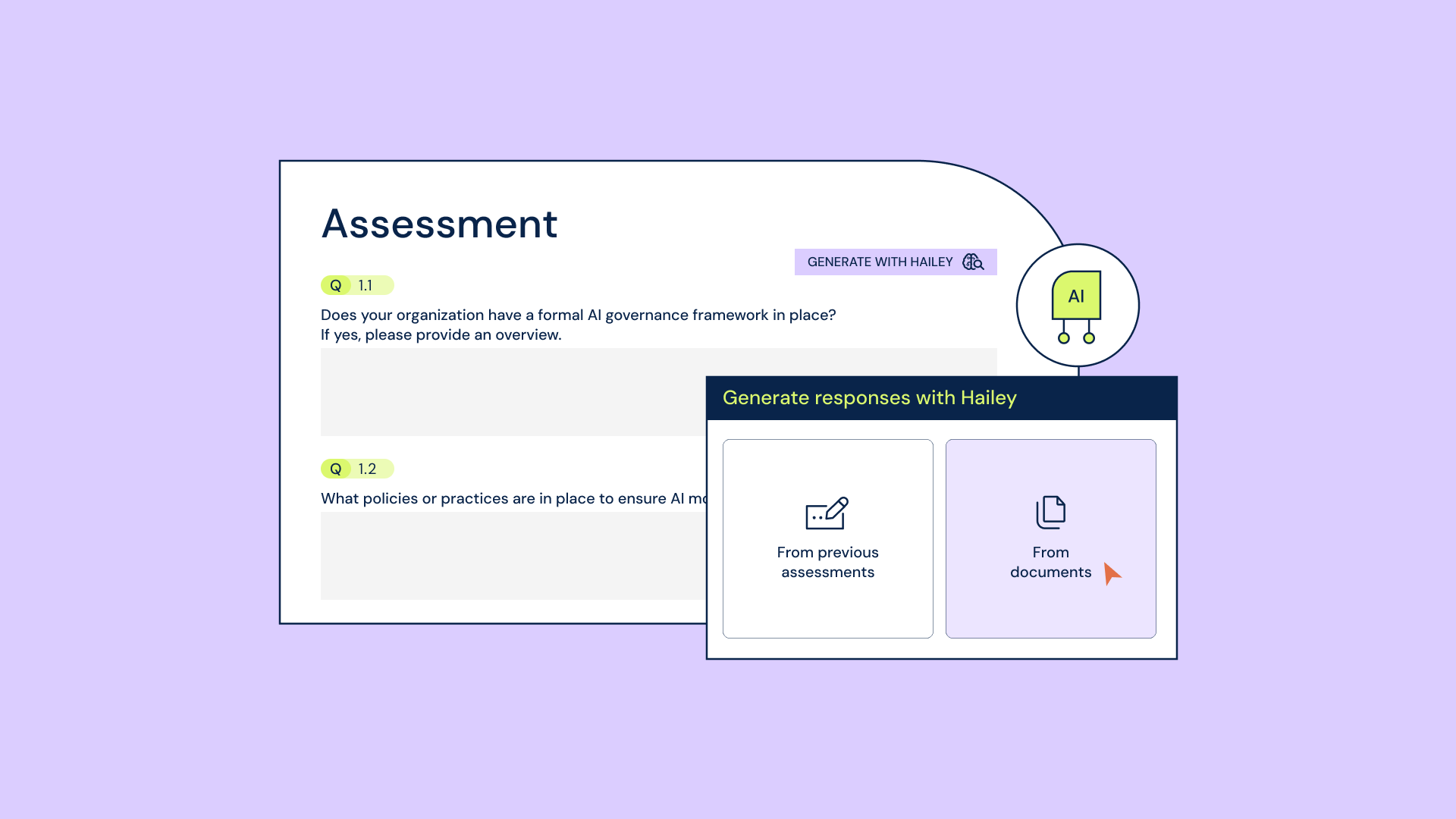 Hailey assessment response generation from documents